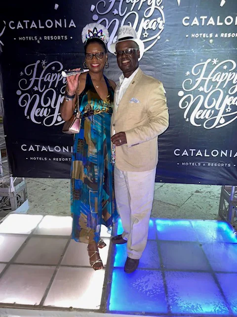 John and Veronica dressed for a celebration in Catalina