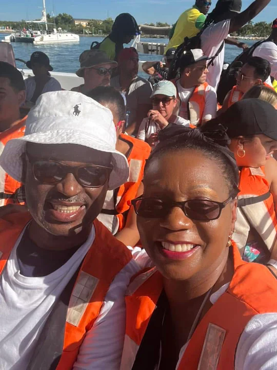 John and Veronica smiling together during a lively excursion